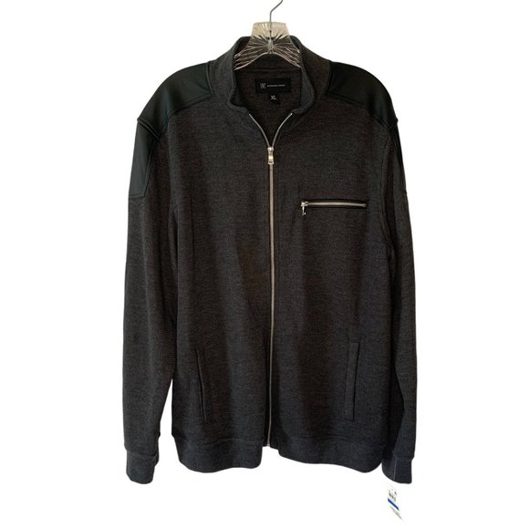 INC INTERNATIONAL CONCEPTS Charcoal Gray Faux-Leather Full-Zip Jacket NWT XL - Picture 1 of 6